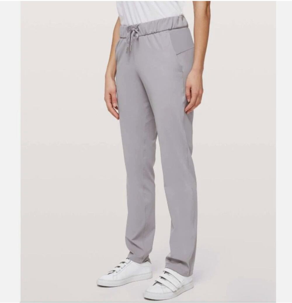 Lululemon On The Fly Pants Women 8 Silverscreen Gray Full Length Stretch
